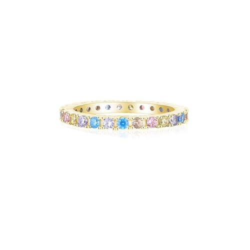14K Gelbgold Ringe Damen Zirkonia 2.1mm, Eingelegte Steine Partnerringe Größe 47 (15.0) von Skcess