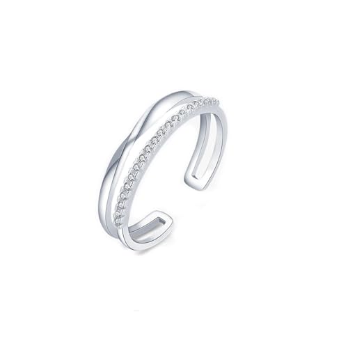 14K Weißgold Partnerringe Weiß Ring Moissanite Damen, Doppellagige Eingelegte Steine Ringe Damen Größe 47 (15.0) von Skcess