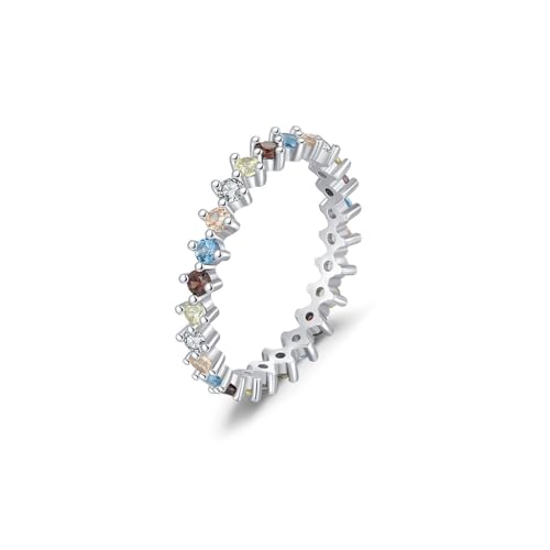 14K Weißgold Partnerringe Zirkonia 3.3mm, Eingelegte Steine Ring für Freundin Damen Größe 49 (15.6) von Skcess