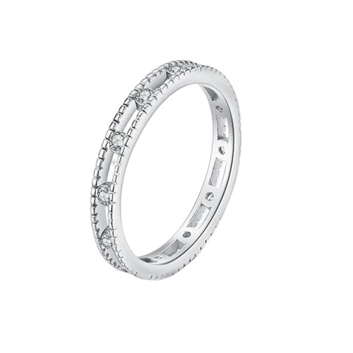 14K Weißgold Promise Ring Weiß Ring Moissanite Damen, Eingelegte Steine Partnerringe Damen Größe 61 (19.4) von Skcess