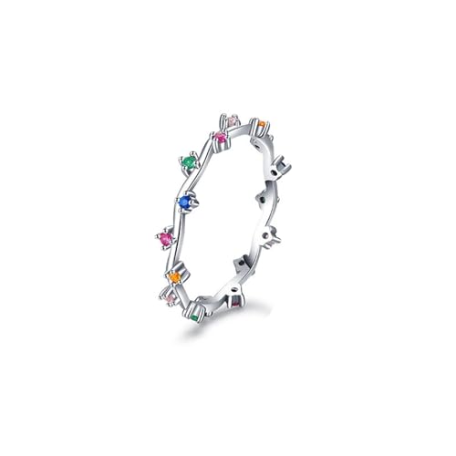 14K Weißgold Ringe Damen Zirkonia, Eingelegte Steine Verlobungsringe Größe 54 (17.2) von Skcess