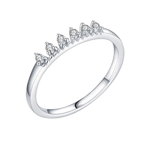 14K Weißgold Wedding Ring Weiß Moissanite Ring Ehering, Eingelegte Steine Verlobungsring Damen Größe 56 (17.8) von Skcess