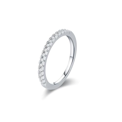 14K Weißgold Zierlicher Ring Weiß Ring Moissanite Damen, Eingelegte Steine Eheringe Damen Größe 60 (19.1) von Skcess