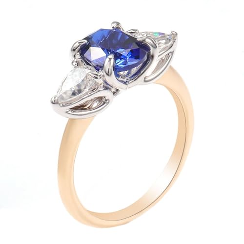 9 Karat Gold Engagement Ring Synthetischer Saphir 3 Ct Blau, Partner Ringe Mode Größe 54 (17.2) von Skcess