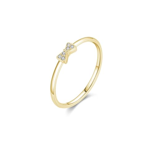 9K Gelbgold Damenringe Weiß Moissanite Ring 2.8X5.5mm, Schleife Zierlicher Ring Größe 56 (17.8) von Skcess