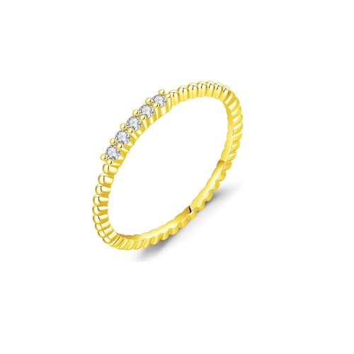 9K Gelbgold Ehering Weiß Ring Moissanite Damen 9mm, Eingelegte Steine Zierlicher Ring Damen Größe 58 (18.5) von Skcess
