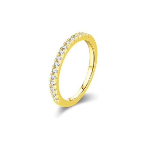 9K Gelbgold Hochzeitsringe Weiß Ring Moissanite Damen, Eingelegte Steine Verlobungsringe Damen Größe 56 (17.8) von Skcess