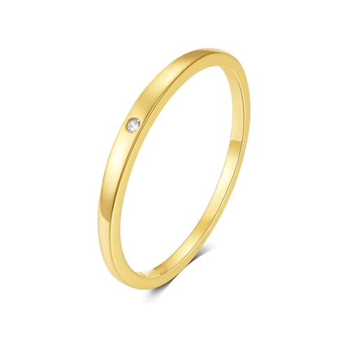 9K Gelbgold Partnerringe Weiß Moissanite Ring Damen, Eingelegte Steine Damen Ring Größe 57 (18.1) von Skcess