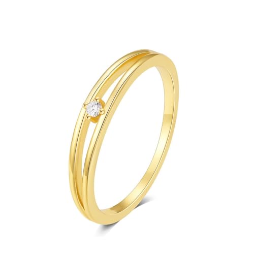 9K Gelbgold Ringe Weiß Moissanite Ringe, Doppellagige Eingelegte Steine Partnerringe Damen Größe 60 (19.1) von Skcess