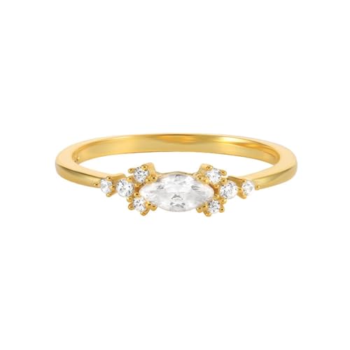 9K Gelbgold Verlobungsringe Weiß Ring Moissanite Damen, Eingelegte Steine Wedding Ring Damen Größe 56 (17.8) von Skcess