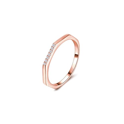 9K Roségold Ring Frauen Weiß Ring Moissanite, Sechseck Damenringe Größe 47 (15.0) von Skcess
