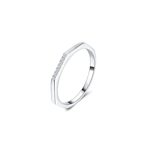 9K Weißgold Damenring Weiß Moissanite Ring Damen, Sechseck Zierlicher Ring Größe 50 (15.9) von Skcess