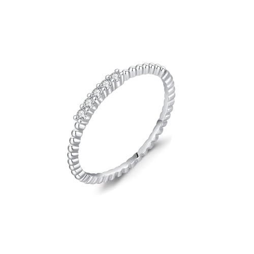 9K Weißgold Damenring Weiß Moissanite Ring Damen 9mm, Eingelegte Steine Verlobungsring Damen Größe 45 (14.3) von Skcess