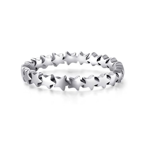 9K Weißgold Eheringe, Stern Matching Rings Damen Größe 45 (14.3) von Skcess