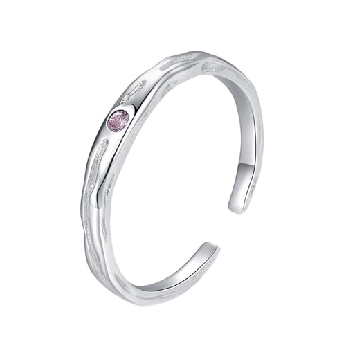 9K Weißgold Eheringe Pink Rosa Saphir, Vintage Texturring, Verstellbar Engagement Ring Damen Größe 57 (18.1) von Skcess