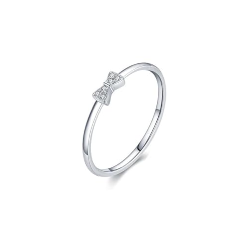 9K Weißgold Engagement Ring Weiß Moissanite Ring Damen 2.8X5.5mm, Schleife Damenringe Größe 60 (19.1) von Skcess