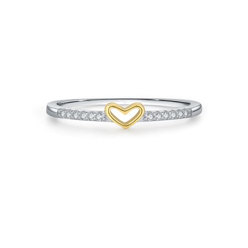 9K Weißgold Ringe Damen Weiß Moissanite Ring, Herzförmige Steine Partnerringe Größe 53 (16.9) von Skcess
