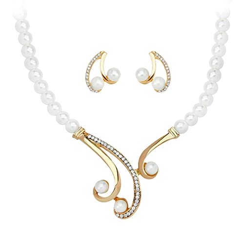 Brautschmuck Modern, Schmuckset Gold Hochzeit Musical Note Pearl Zirkonia Ohrring und Halskette Schmuckset Damen von Skcess