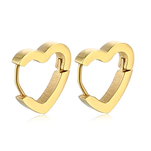 Chirurgenstahl Ohrringe Damen, Creolen Gold Herz Hidden-Snap-Posts Ohrring Männer Schmuckgeschenk für Party von Skcess