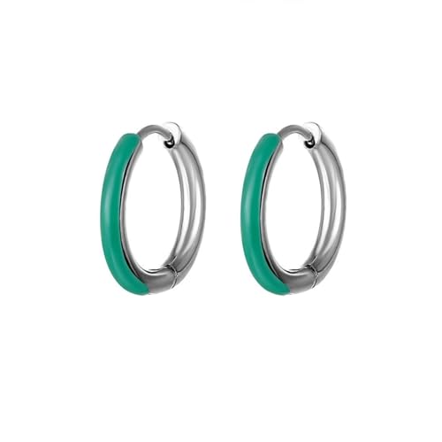 Creolen Edelstahl, Creolen Herren Silber Grün 12mm Reifen Ohrringe Damen 12 x 2.5 mm von Skcess
