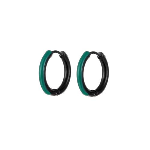 Creolen Edelstahl, Ohr Creolen Schwarz Grün 12mm Reifen Ohrringe Damen 12 x 2.5 mm von Skcess
