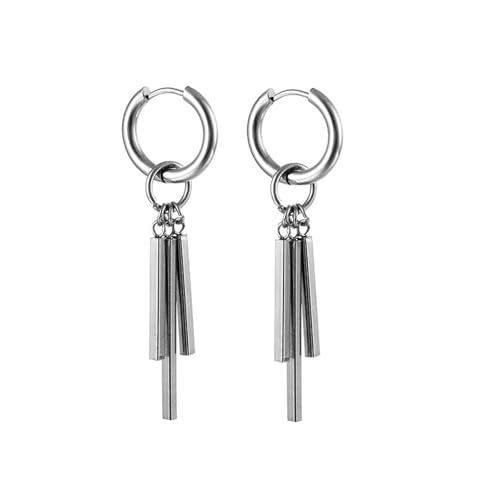 Creolen Edelstahl, Ohrringe Creolen Silber Reifen mit Quadratischen Stäben Ohrringe Damen von Skcess