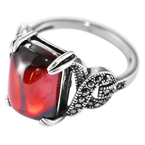 Damen Ring 925 Silber, Fidget Ring Silber Granatring Zircon Ring Geschenke für Damen Frauen Freundin Größe 57 (18.1) von Skcess