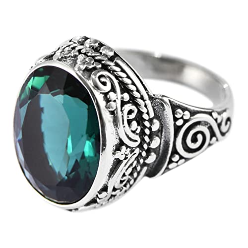Damen Ring 925 Silber, Ringe Damen Silber Grüner Kristallring Zircon Ring Geschenke für Damen Frauen Freundin Größe 52 (16.6) von Skcess