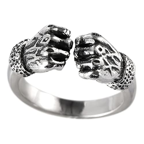 Damen Ring 925 Silber, Ringe Herren Silber Faust Ringe für Herren Männer Adjustable von Skcess