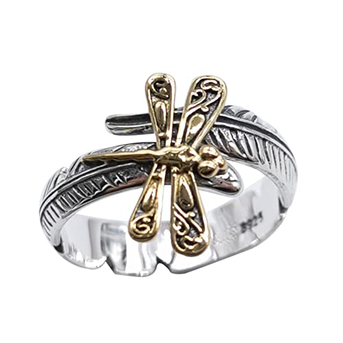 Damen Ringe Silber 925, Ring Frauen Silber Gold Libelle Geschenke für Damen Frauen Freundin Adjustable von Skcess
