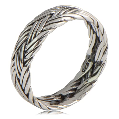 Damenring Silber, Herren Ringe Silber Vintage-Webart Ringe für Herren Männer Größe 57 (18.1) von Skcess
