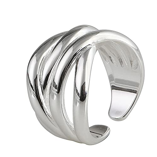 Damenring Silber, Ring Frauen Silber Geometrisch Geschenke für Damen Frauen Freundin Adjustable von Skcess