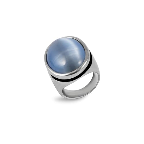 Edelstahl Männer Ringe, Herren Ringe Silber Polierter Blauer Ovaler Stein Ringe für Herren Männer Größe 57 (18.1) von Skcess