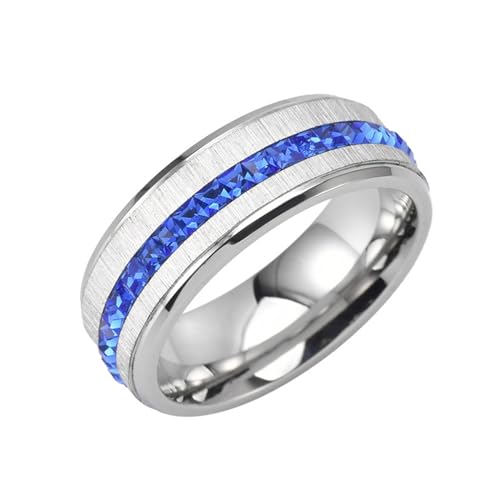 Edelstahl Ring Männer, Ring Herren Silber mit Zirkonen Gebürstet Zircon Ring Ringe für Herren Männer Größe 65 (20.7) von Skcess