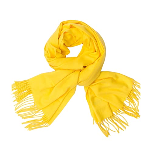 Halstuch Damen Kaschmir, Schal Frauen Billian Gelb Solide Fransen Scarf Unisex 200X70CM(79X28In) von Skcess