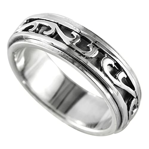 Herren Ring Silber, Ring Herren Silber Drehring Ringe für Herren Männer Größe 60 (19.1) von Skcess