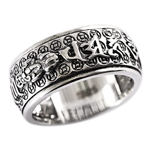 Herren Ring Silber, Ringe Männer Silber Vintage-Punk-Mantra Ringe für Herren Männer Größe 58 (18.5) von Skcess