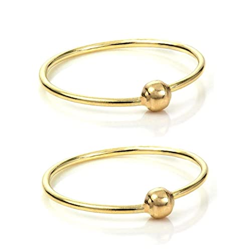 Nasenpiercing Silber 925 Set, Nasenring Nostril mit Gold Einfache Runde Kugel 2Pcs Piercingschmuck Geschenk für Frauen Männer von Skcess