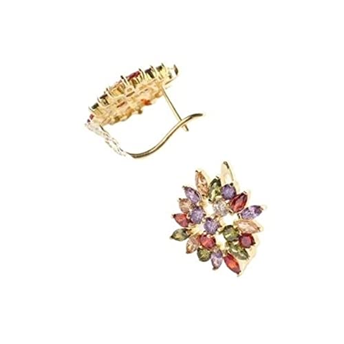 Ohrringe Damen Nickelfrei, Ohrringe Vergoldet Creolen BlütenForm mit Zirkonia Kupfer Ohrringe Vintage Post-With-French-Clip von Skcess