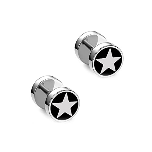 Ohrringe Mädchen, Ohrstecker Schwarz Rostfreier Stahl Pentagramm Ohrringe Damen 0.8cm Geschenke für Männer Frauen von Skcess