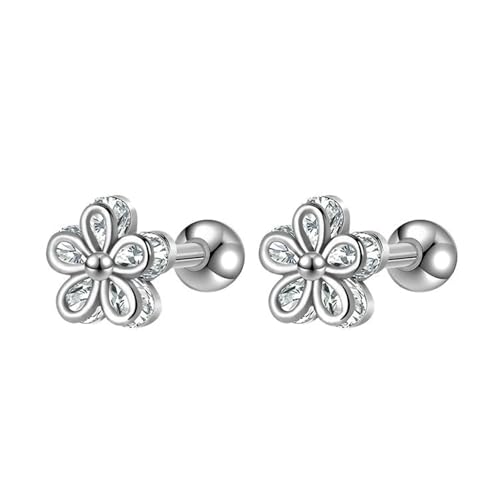 Ohrstecker Edelstahl, Ohrstecker Silber Blume mit Zirkonia Ohrringe Damen 1.2 mm Ohrstecker Edelstahl, Ohrstecker Silber Blume mit Zirkonia Ohrringe Damen 1.2 mm von Skcess