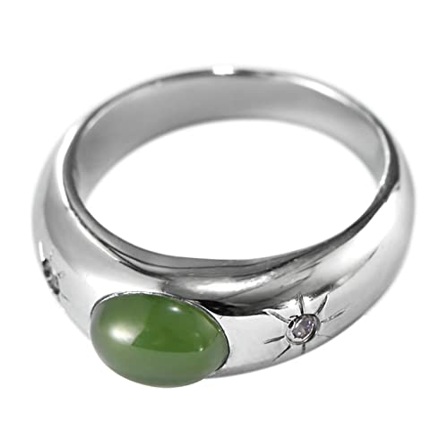 Ring 925 Silber Damen, Damenring Silber Jaspis-Ring Zircon Ring Geschenke für Damen Frauen Freundin Größe 53 (16.9) von Skcess