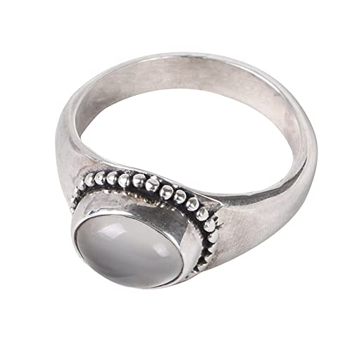 Ring Damen Silber, Damen Ringe Silber Vintage Perle Mondstein Geschenke für Damen Frauen Freundin Größe 53 (16.9) von Skcess