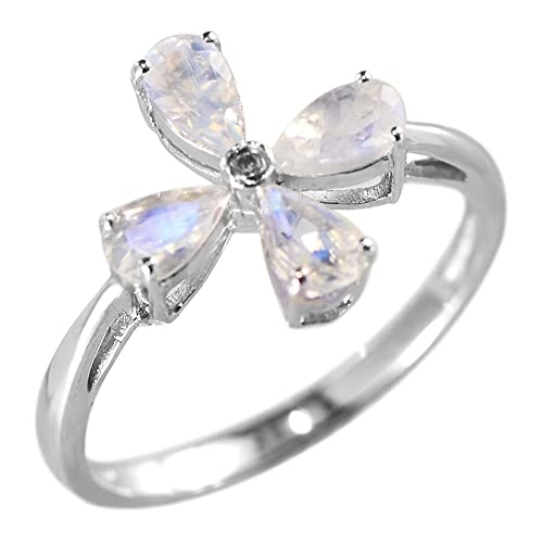 Ring Damen Silber, Ringe Silber Blumenring Zircon Ring Geschenke für Damen Frauen Freundin Größe 60 (19.1) von Skcess