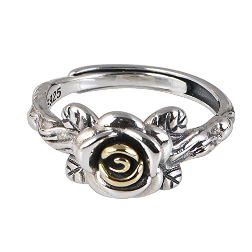 Ring Damen Silber 925, Ringe Silber Rose Geschenke für Damen Frauen Freundin Adjustable von Skcess