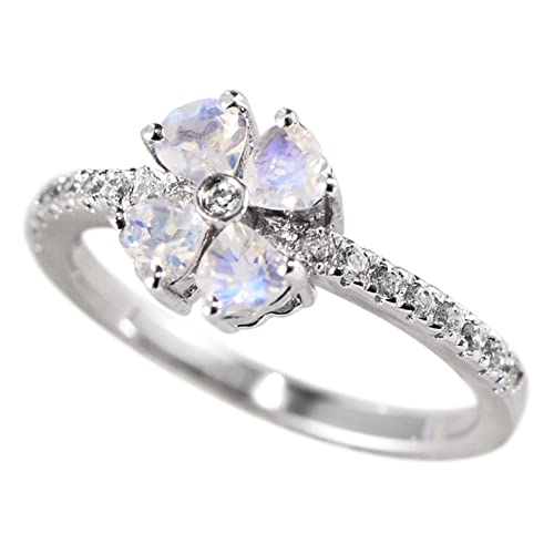 Ring Frauen Sterlingsilber, Verlobungsringe Silber Blume Zircon Ring Geschenke für Damen Frauen Freundin Größe 57 (18.1) von Skcess