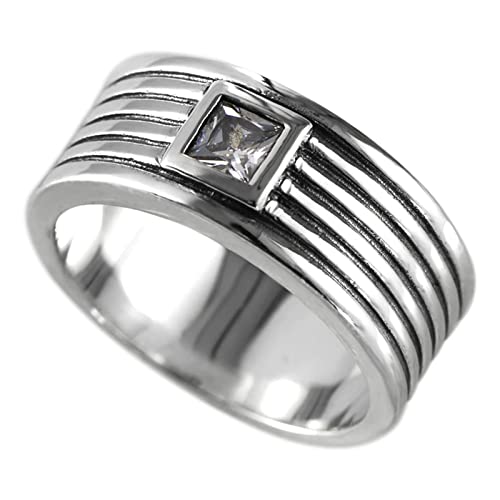 Ring Silber 925, Ringe Herren Silber Quadratischer Zirkonia-Ring Zircon Ring Ringe für Herren Männer Größe 56 (17.8) von Skcess