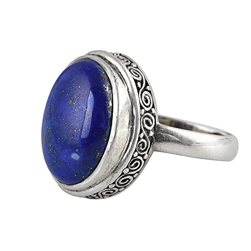 Ring Silber 925, Trauringe Silber Vintage-Muster Lapislazuli Geschenke für Damen Frauen Freundin Größe 54 (17.2) von Skcess