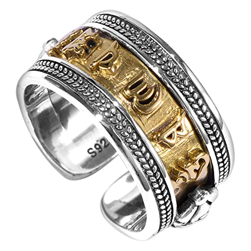 Ring Silber Herren, Herren Ringe Silber Gold Mantra Ringe für Herren Männer Adjustable von Skcess
