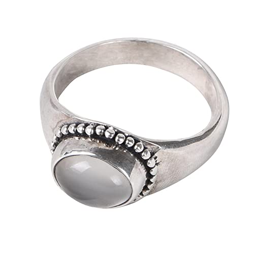 Ringe Frauen Silber, Damen Ring Silber Vintage Perle Mondstein Geschenke für Damen Frauen Freundin Größe 52 (16.6) von Skcess
